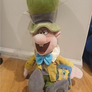 Disney Mad Hatter Plush with Green Hat and Blue Bow